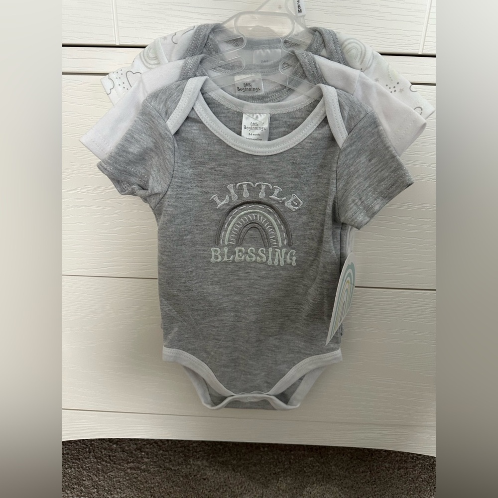 Gray Baby Onesie with 'Little Blessing' Print